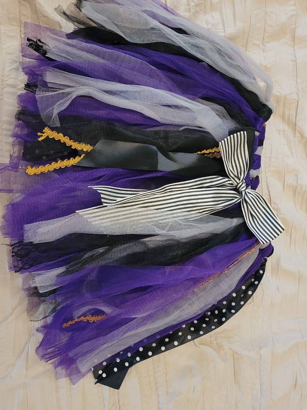 Purple and Black Tulle Layered Skirt with Ribbon Bow